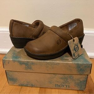 NEW kids toddler girls BORN Toby brown leather clogs dress shoes 12